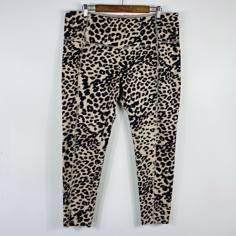 Chico's Leggings XL 3 16 Zenergy So Slimming Leopard Animal Tan Black Cotton